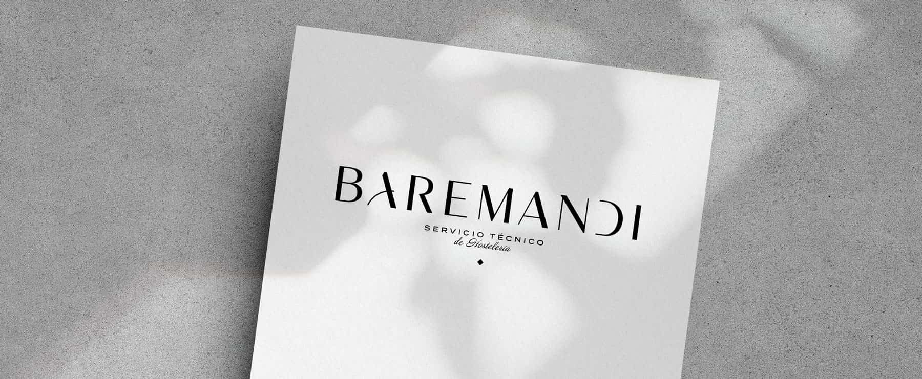 Diseño de logotipo e imagen corporativa (mockup papelería) de Baremandi. Servicio técnico de Hostelería en Granada