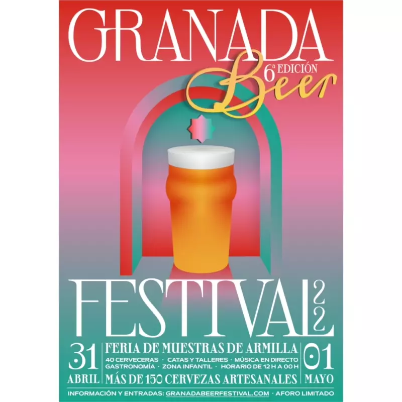 Cartel oficial de la sexta edición del festival de cerveza artesana Granada Beer Festival 2022.